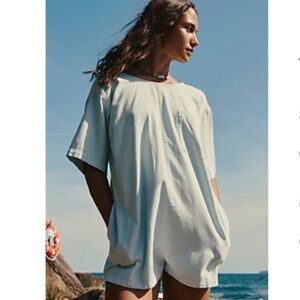 Free People dean romper- light blue